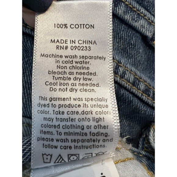 PacSun Two Tone Distressed Raw Hem Button Front Denim Skirt Women's Size 27 Blue - Picture 2 of 7